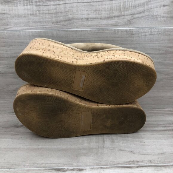 Veronica Beard Pink and Tan Wedge Sandals - Picture 11 of 12